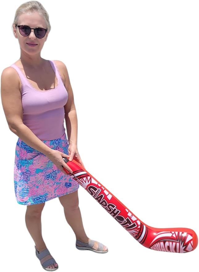 35" Inflatable Hockey Sticks (4 Designs) Splash it! Thwack! Hat Trick. Pow! Power Play Smack! Face Off! Whack! Colorful. Vinyl. Great Party Favor (12 Pack - Random 4 Designs)
