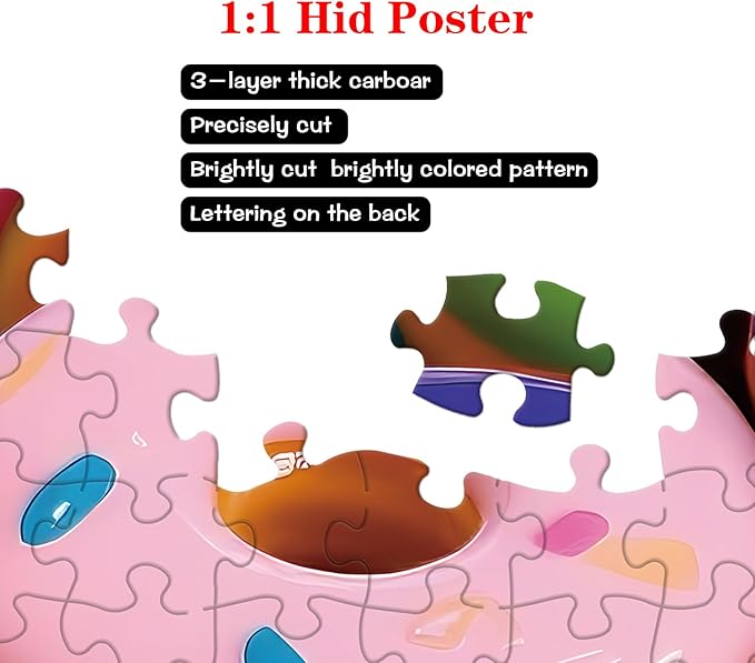 Jigsaw Puzzles for Adults 1000 Pieces - Challenging Fun Puzzles Stunning Art Wall Decor, Gift for Adult Puzzle Lovers, Family Game, Colorful Donuts C0816