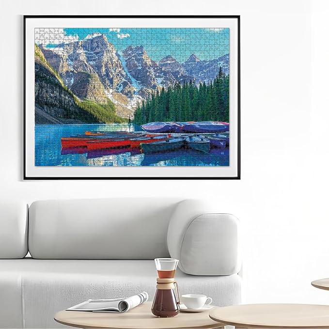 1000 Piece Jigsaw Puzzles for Adults Teens Kids - Fine Art Challenging, Moraine Lake 1000Pcs Puzzle, Family Game Gift, Size 27"x20"