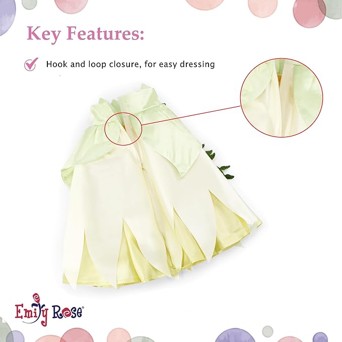 Emily Rose 18 Inch Doll Clothes 5-PC Princess Gown Halloween Costume Dress and Accessories Set with Crown, Necklace, Gloves and Matching Shoes | Doll NOT Included | USA Business