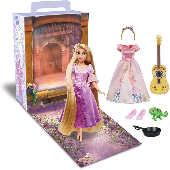 Disney Store Official Rapunzel Story Doll - 11 Inches - Includes Coloring Book and Additional Dress, Princess Doll in Classic Outfit, Disney Princess Toys for Girls