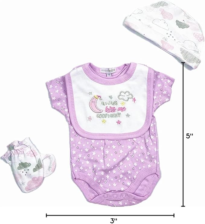 Reborn Baby Dolls Clothes Outfits 22 Inch Girl Clothing Accessories 5 Pcs Set for 20-23 Inch Newborn Reborn Dolls