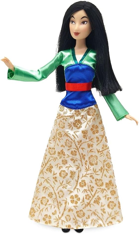 Disney Store Official Princess Classic Doll (Mulan), 11 Inches, Includes Brush with Molded Details, Fully Posable Toy in Classic Outfit - Disney Princess Toys