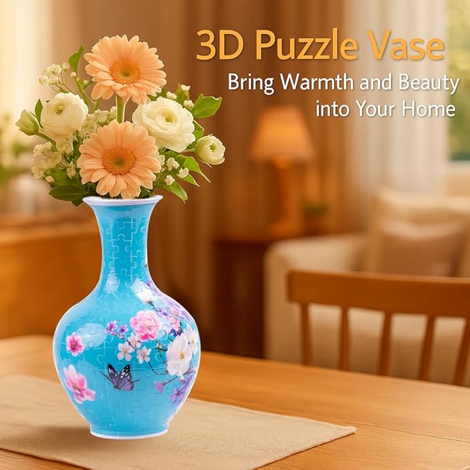 3D Puzzle Vase for Adults, 164 Piece Unique Flower Vase, Crafts for Adults, Home Decor Gift for Flower Arrangements