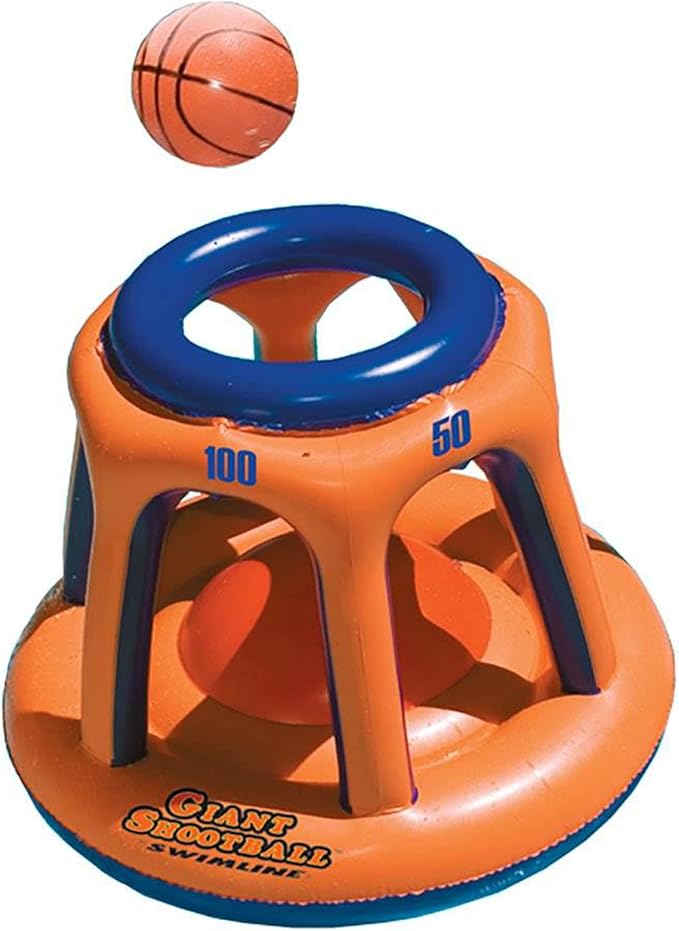 SWIMLINE Inflatable Pool Basketball Hoop Floating Or Poolside Game Giant Shootball Multiple Scoring Ports For Kids & Adults Swimming Splash Hoops With Water Basketball Pools Toy Outdoor Summer Hoops