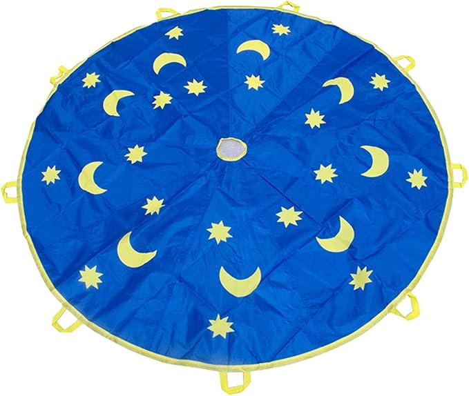 Akozon Rainbow Umbrella Parachute 1.8M Outdoor Children Sports Rainbow Umbrella Kids Jump-sack Play Ballute Parachute Polyester Cloth