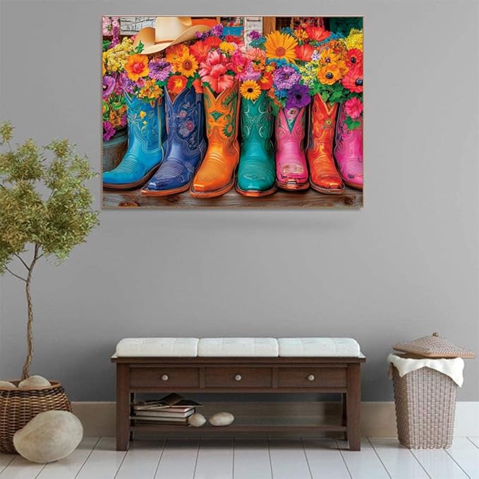 500 Piece Puzzles for Adults Colorful Boots & Hat 20.5 x 15 Inch 500 Piece Jigsaw Puzzles for Adults Educational Challenge