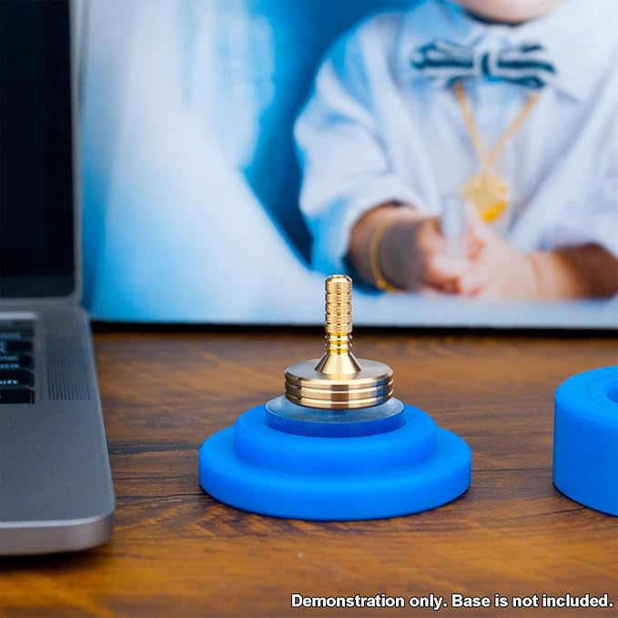 DjuiinoStar Premium Brass Spinning Top: Deeply Engraved Long Grip, Long Spin Time, Settles Down Quickly, Exquisite Metalwork Full of Details, Kinetic Office Desktop Fidget Toy DST-827