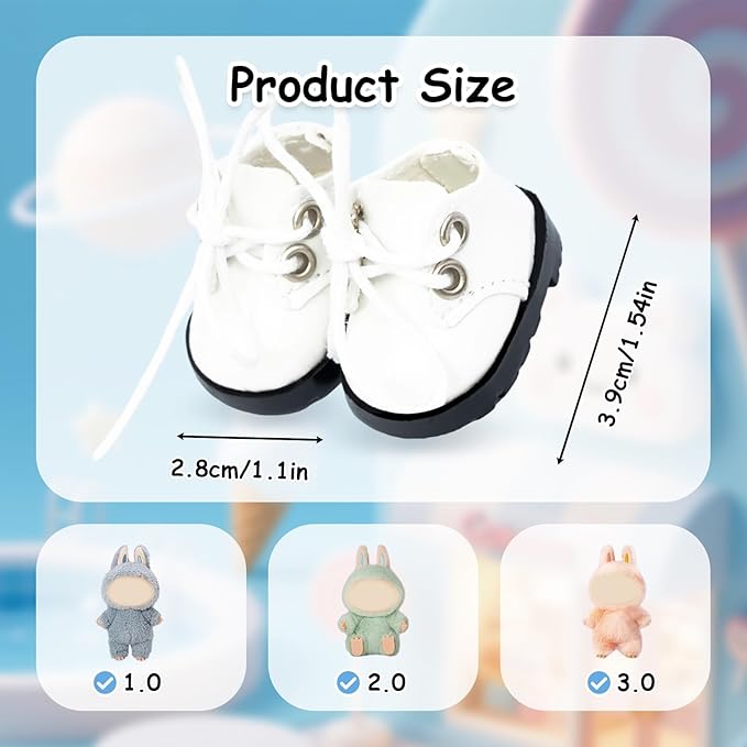 15-17cm Doll Shoes for 15-17cm Doll Boots, 6.7 inch Doll Shoes Accessories (White)