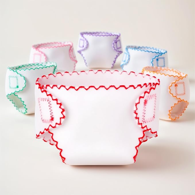 BABESIDE 6 Pcs Baby Doll Diapers for 12-15 Inch Dolls, Reusable & Washable Doll Underwear Fits Baby Dolls, Pretend Play Accessories for Girls