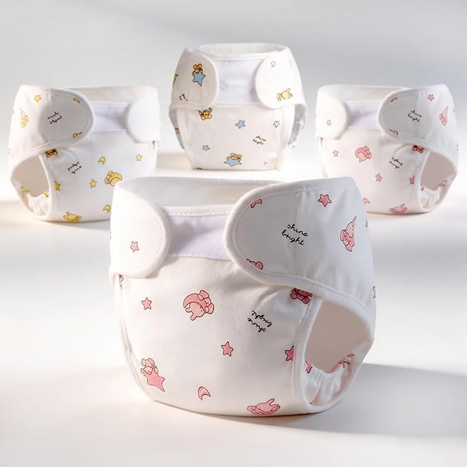 Reborn Baby Dolls Diapers Accessories 4-Piece Pack Fit for 17-24 inch Reborn Dolls Newborn Underwear Reusable Washable
