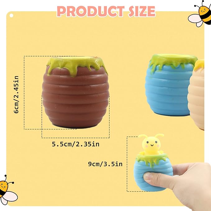 4-Pack Holiday Squeeze Surprise Toys - Kawaii Pop-Up Sensory Poppers for Kids Ages 4-12, Holiday Stocking Fillers & Festive Party Favors.(Bee&Bear)