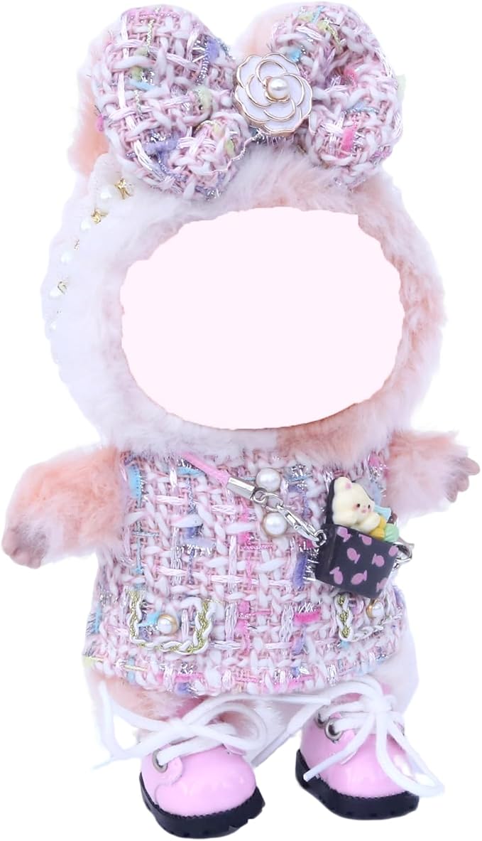 17cm Doll Clothes Sets(No Doll) Pink Dress Outfits Handcrafted Designer Clothing Including Dress,Shoes,Bow Hair Accessory,Cute Rabbit Decoration