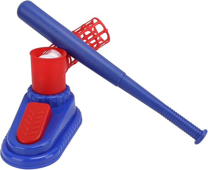 Baseball Pitching Machine, Kids Baseball Batting Machine with Retractable Bat, 3 Plastic Baseballs for Outdoor Sports Parent Child Play