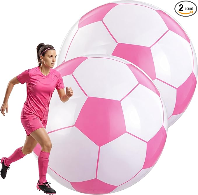 Pink Inflatable Soccer Balls Beach Balls Bulk for Games Outdoor Summer Pool Beach Activity Sports Birthday Soccer Party Decorations