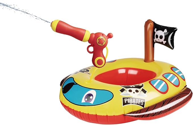 Pool Floats Kids with Water Gun, Pirate Ship Float for Toddler, Blow Up Swimming Pool Toys, Summer Fun Pool Inflatables Floaties for Boys Girls and Child, Outdoor Water Toys for Kids Ages 3-5 4-8
