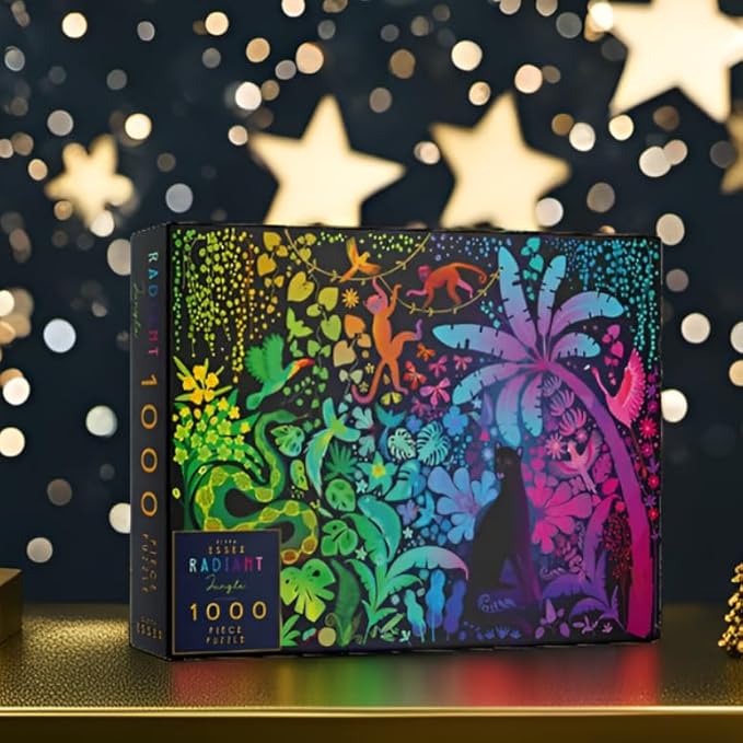 Elena Essex Jigsaw Puzzles - Radiant Jungle | Puzzle 1000 Pieces | Puzzles for Adults | Animal Bird Rainbow Gradient Puzzle | Adult Puzzles Size 28x20 inches