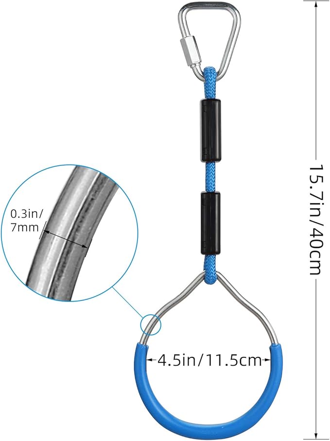 PELLOR 4-Pack Colorful Ninja Rings -Gymnastic Rings, Ninja Slackline Obstacle Course Accessories, Backyard Playground Training Equipment Play Set for Kids Adult