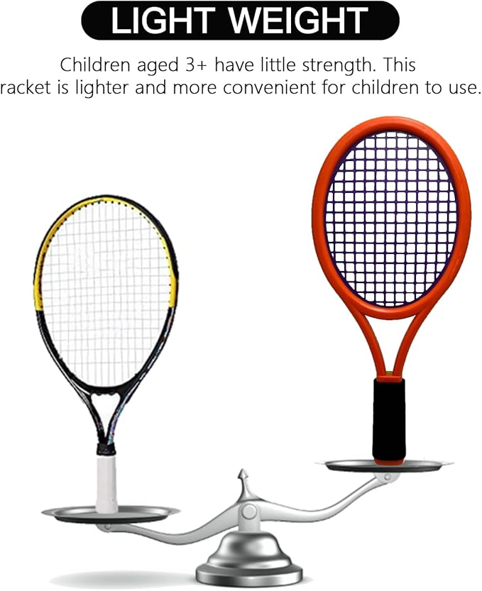 Kids Tennis Racket,17 Inch Plastic Tennis Racket with 2 Soft Balls,2 Tennis Balls and 4 Shuttlecocks for Kid,Toddler Outdoor/Indoor Sport Play