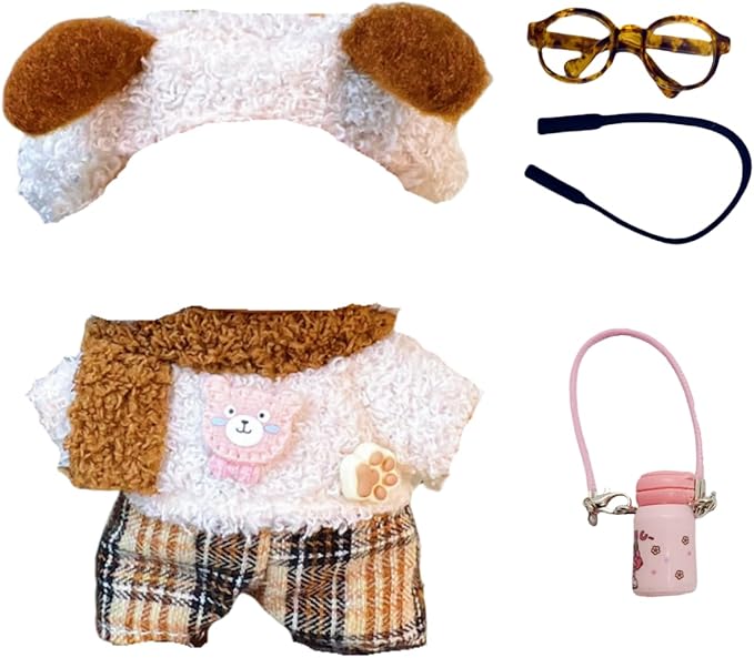 Used for Labubu Doll Outfit Clothes Designer Set,Compatible with Labubu Clothe Accessories for Doll (Brown Polar fleece-0425)