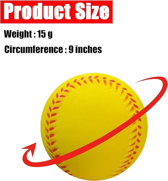 Soft Foam Baseballs - 6 Pcs Training Balls for Kids & Teenagers, Indoor/Outdoor Play (White)