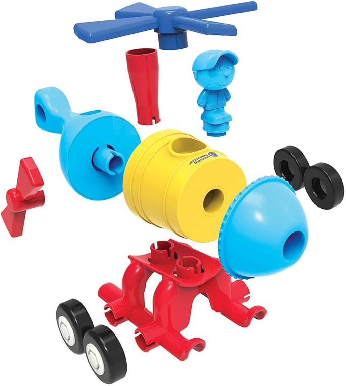 Learning Resources 1-2-3 Build It! Rocket-Train-Helicopter - 17 Pieces, Ages 2+, Creative Thinking, Toddler Building, STEM, Early Engineering Toys