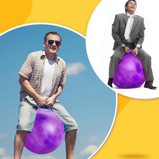 Lewtemi Hopper Ball, Hopping for Adults, 18 Inch Bouncing Ball Hippity with Handle Rubber Hop, Jumping Exercise with Air Pump for Outdoors Games(Gradient Purple,22 Inch)