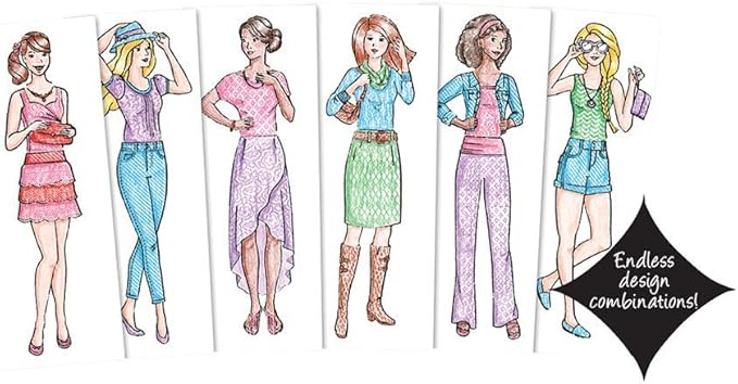 Fashion Plates Classic – Girls Fashion, Mix-and-Match Drawing Kit, Arts and Crafts, Coloring, Art Supplies, Craft Supplies, Stencils, Crayons Included, Create Your Own Designs, Ages 6+