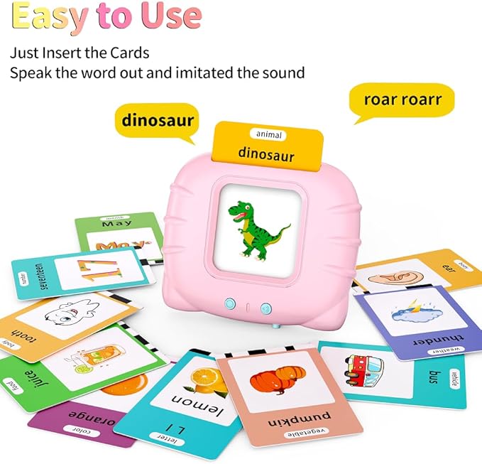 Eaever 580 Pre-K Sight Words Talking Flash Cards with Dolch Words,Letters/Number Flash Cards 1-100 Kindergarten, Pocket Speech Toys, Educational Learning Gifts for 3 4 5 6 Year Old Girls, Pink