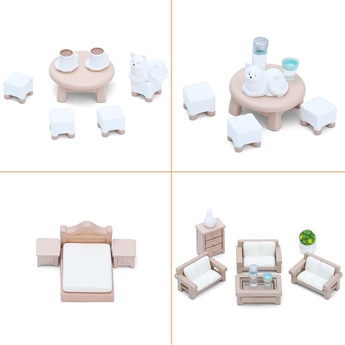 ONEST 30 Pieces Miniature Dollhouse Accessories Mini Dining Room Sitting Living Bedroom Accessories and Others for Dollhouse House Toys
