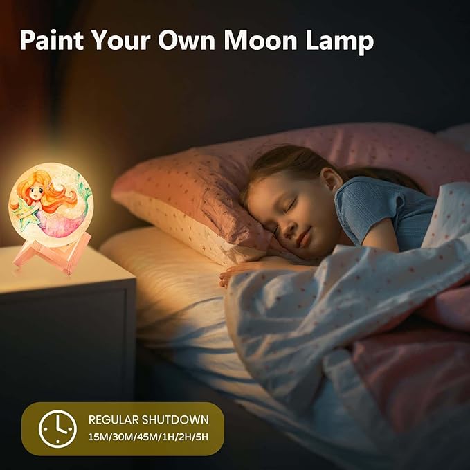 HOLA Paint Your Own Moon Lamp Kit, 2025 Updated USB Rechargeable, DIY Arts Supplies and Crafts Kit, Gifts for Kids Girls Boys Teens, Ages 6 7 8 9 10 11 12 13 14 15 16 Year Old Birthday