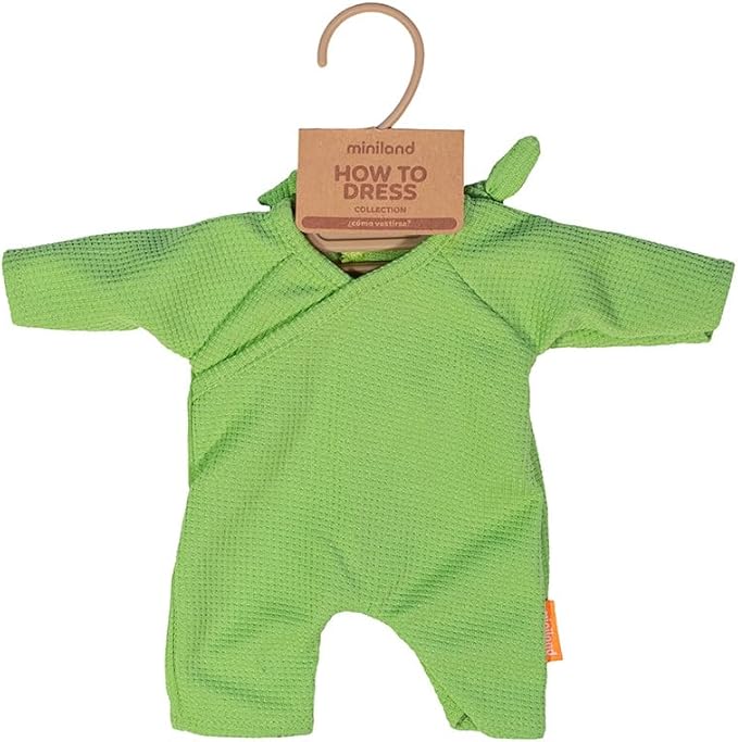 Miniland - Clothes for 12 5/8 inches Doll, Clothing Accessory for Dolls, Pajamas with Hat (Green)