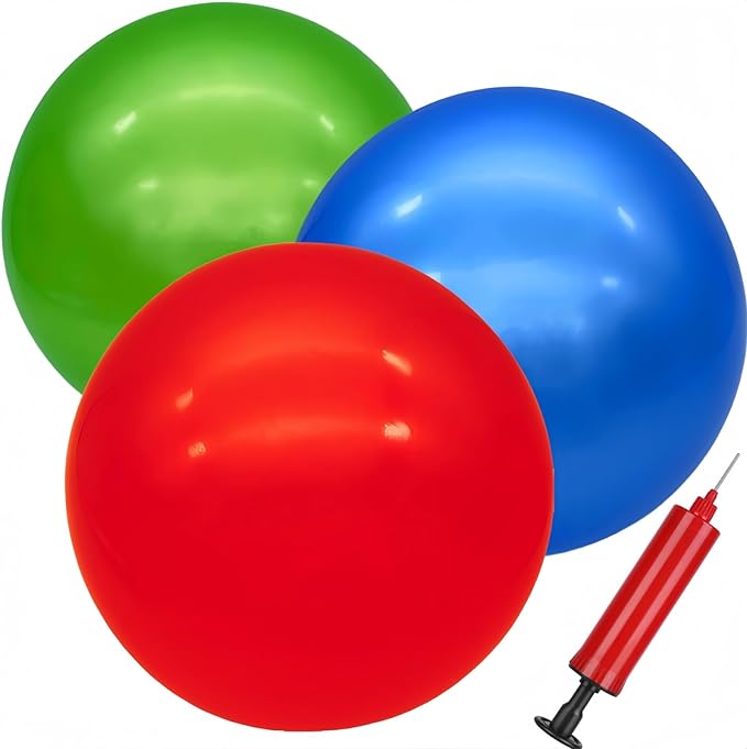 3 Pcs Inflatable Playground Balls 9 Inch Bouncy Balls with Hand Air Pump for Indoor Outdoor Play Balls for Kids