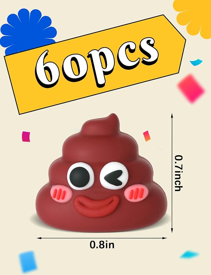 60Pcs Mini Poop Figures, Small Poop Figurines, Fake Poop Toys for Prank Hide Seek Goodie Party Supplies Gifts