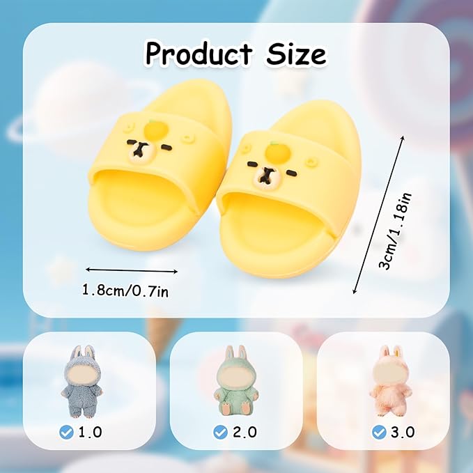 Summer Sandals for Dolls - Blue Open-Toe Slippers, Cute Accessories for Photography, Display & Collectors Age Limit 15 （Yellow）