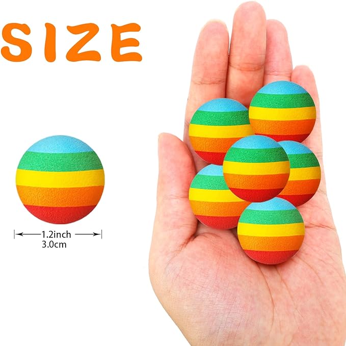 48 Pieces Popper Refill Balls, Rainbow Refill Bullet Balls, 1.1 Inch Foam Bullet Ball Soft Foam Balls Foam Replacement Balls for Popper Refills