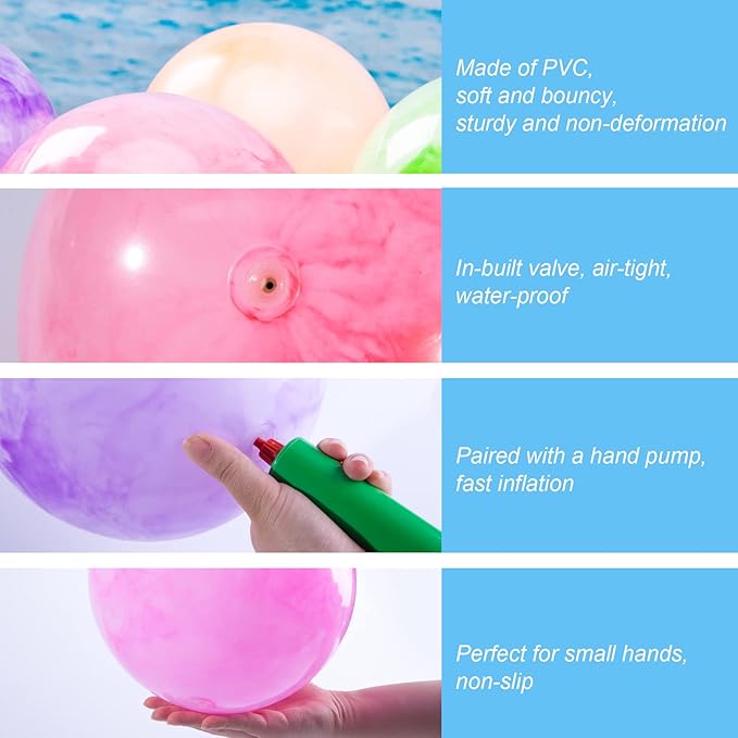 3 otters 6PCS Playground Balls, 8.5 Inches Beach Ball for Kids Inflatable Bouncy Balls with Air Pump, for Kids Adult Indoor Outdoor Sports Games