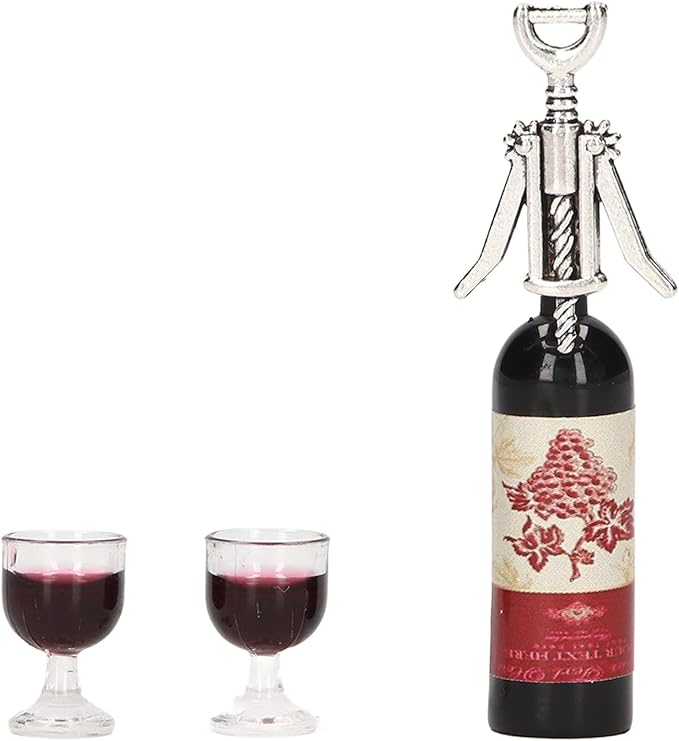 Mini Wine Bottles Set, 1:12 Scale Doll House Accessories, Miniature Doll Bottles with Bottle Opener, for Dollhouse Fairy Garden Pub Bar Dolls House