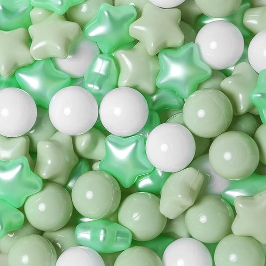 TRENDPLAY Star Ball Pit Balls for Toddlers -50 100 200 Count Star Balls Different Shapes, Non-Toxic Plastic Balls for Safe Play, Boys Girls Festival Party Decoration