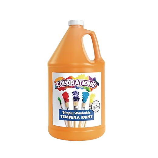 Colorations Paraben-Free Washable Tempera Paint for Kids - 1 Gallon Value Size. Vibrant Orange, Non-Toxic and Made in The USA