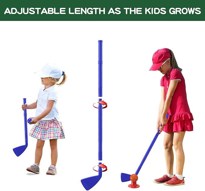 QDRAGON Kids Golf Clubs, 2 in 1 Toddler Golf Set with 8 Balls/Cornhole Board & Putting Mat/Golf Cart with Wheels, Indoor Outdoor Sport Toys Gifts for Boys Girls Ages 3 4 5 6+, Blue