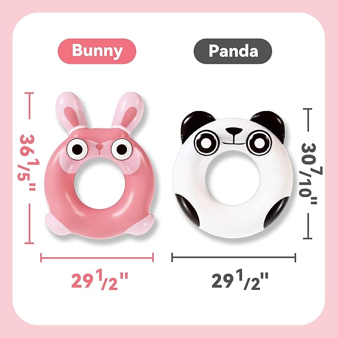 Pool Wave Kids Swim Ring Pool Floats, Toddler Inflatable Animal Swimming Tube Floaties, Outdoor Water Floating Toy, Summer Family Party Gift 3 4 5 6 7 8 9 Year Old Boy Girl Children Teens - 2 Pack