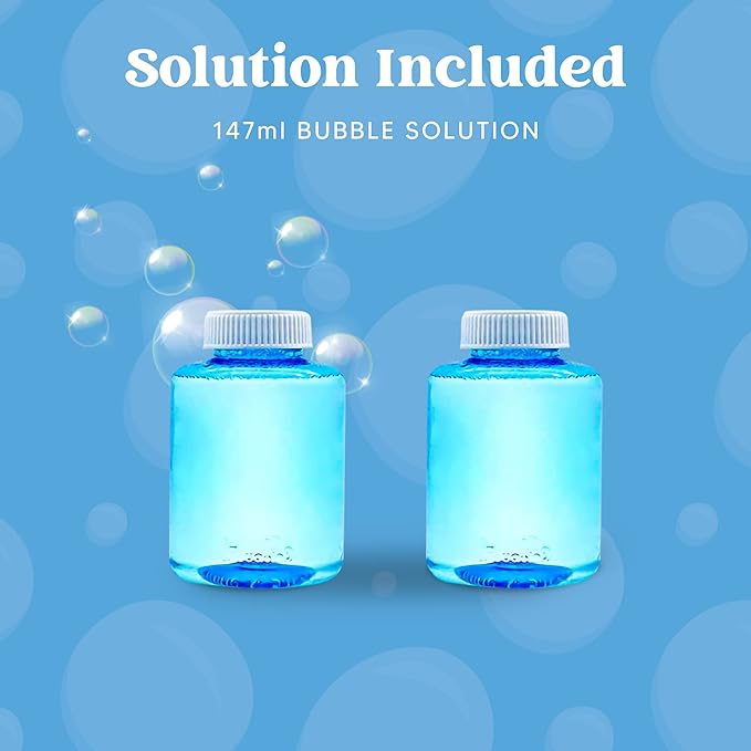 JOYIN 2 Bubble Guns with 2 Refill Solution (10 oz Total), Bubbles Maker, Blower for Kids, Toddlers, Outdoors Activity, Birthday Gift, Easter Basket Stuffers (Yellow+Orange)