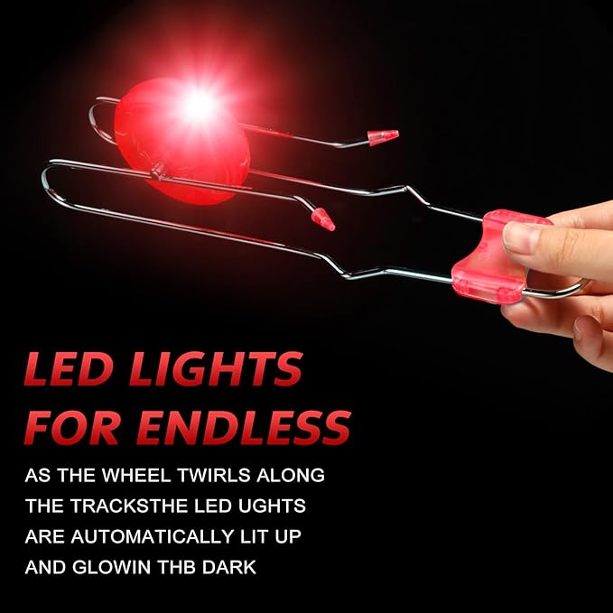 Sumind 6 Pcs Magnetic Gyro Wheels Toy Retro Light up Gyroscope Rails Twirler Easter Gyroscope Gift Kid Sensory Trick Yoyo Sensory Fidget Toys for Boy Girl(Straight Rail,Green, Red)