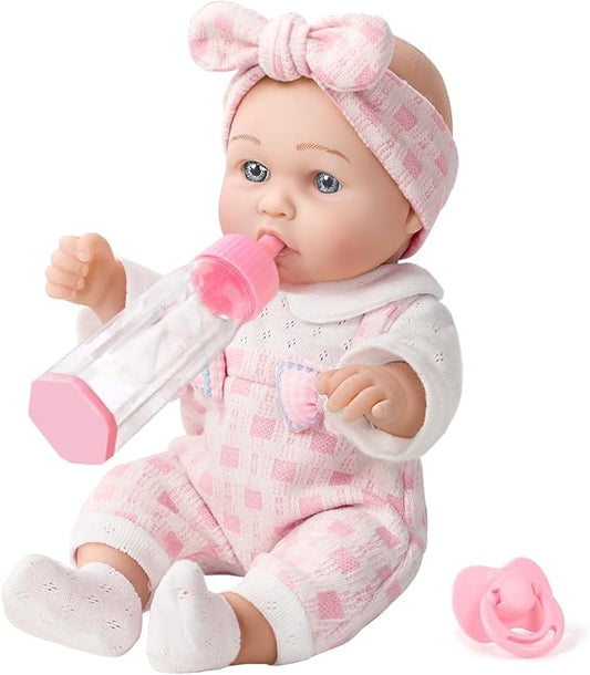 12" Girl Baby Doll Playset with Accessories and Clothes in Gift Box for Little Girls,12 Inch Small Realistic Baby Dolls Pacifier Bottle Pretend Baby Care Toy Set for Child Toddler 3+ Gift Collection