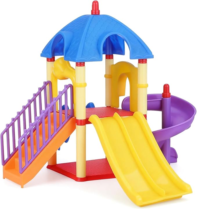 Garneck Miniature Playground Set Dollhouse Decor: Mini Playground Model with Slide and Stairs Plastic Furniture Accessory for Dollhouse Sand Table Diorama Small Playset Home Decoration