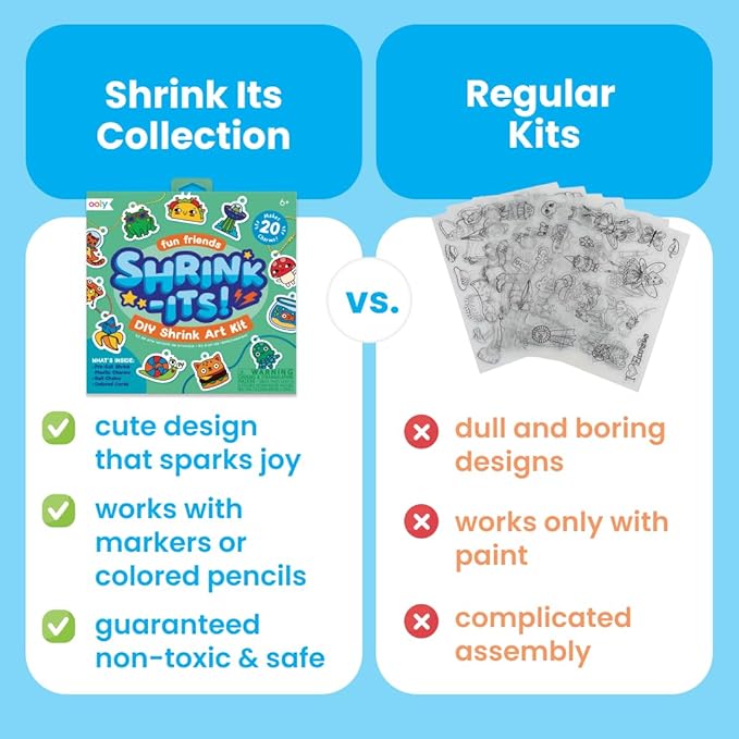 Ooly 24 PC DIY Shrinking Art Kit for Kids, 20 Plastic Pre Cut Charms and More, No Mess Creative Activity Bracelet Making Kit - BFF