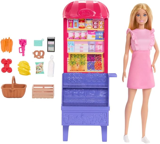 Barbie and Teresa Recipe for Friendship Fashion Doll & Playset, Malibu at the Market Theme with 11 Accessories Including Market Stand & Food