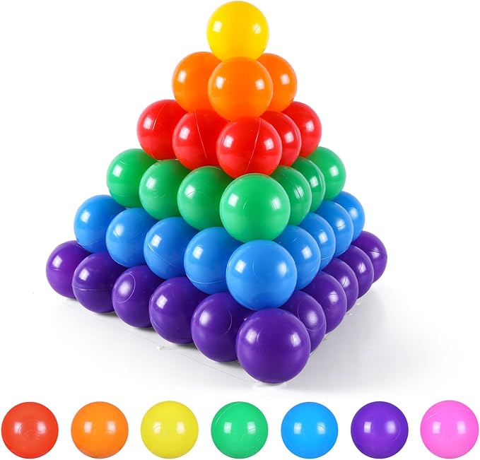 STARBOLO Ball Pit Balls - 100pcs Crush Proof Plastic Children's Toy Balls Bright 7 Colors Ocean Balls for Birthday Parties Games Pool