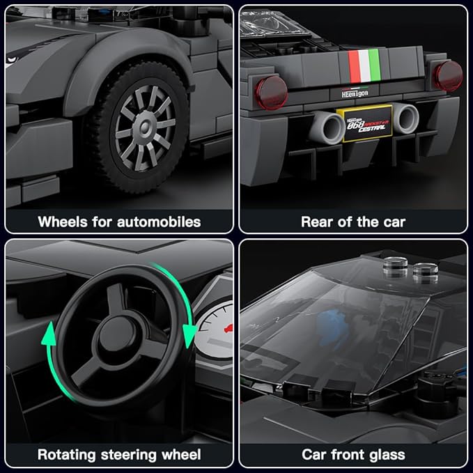 Mould King Car Building Toys with Acrylic Display Case, Model Race Car Toy Building Blocks Kit, Collectible Racing Vehicle Set for Kids Age 8+ Teens Adults, 358 Pieces